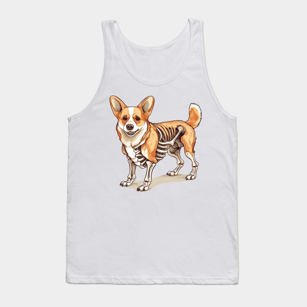 Skeleton Pembroke Welsh Corgi Dog Tank Top by Chromatic Fusion Studio